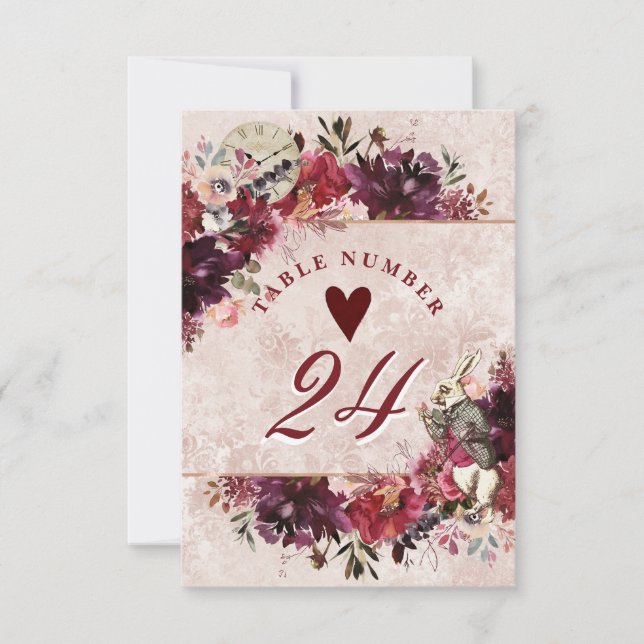 Alicia en números de mesa de matrimonio elegantes  (Anverso)