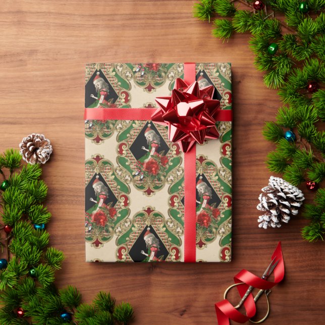 Alicia en papel de envolver a Navidades del país d (Regalo de vacaciones)