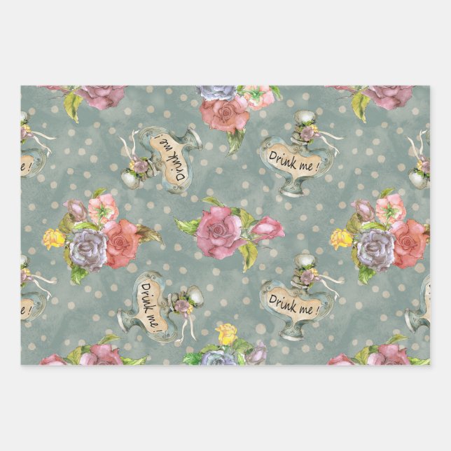 Alicia en papel de envolvimiento de maravillas 3 d (Anverso 3)