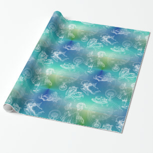 Alicia en papel de regalo del verde azul del