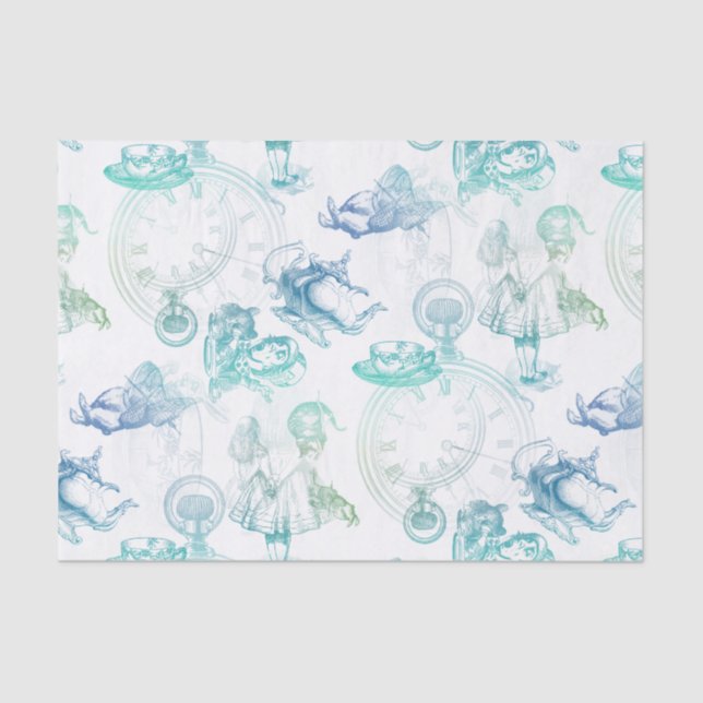 Alicia en papel seda del verde azul del té del (Anverso)