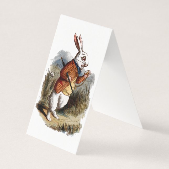 Alicia en tarjeta personalizada de conejo blanco d (Anverso)