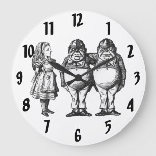 Alicia, Tweedle Dee y Tweedle el reloj de pared de