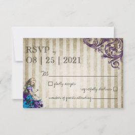Alicia vintage en la carta RSVP de matrimonio en e