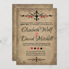 Alicia vintage en la invitación a la boda en el pa