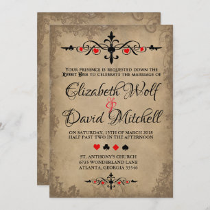 Alicia vintage en la invitación a la boda en el pa