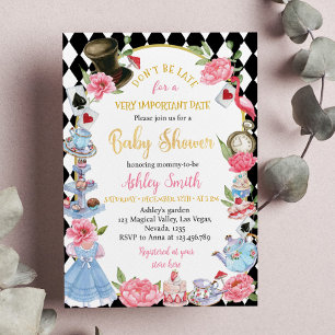 Alicia vintage en la invitación de Baby Shower Won