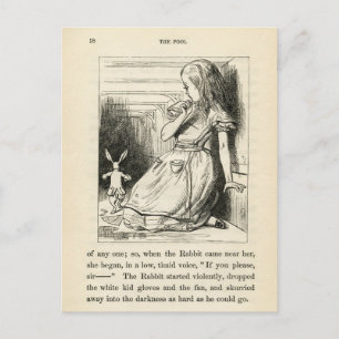 Alicia vintage en la postal de la tierra de las ma