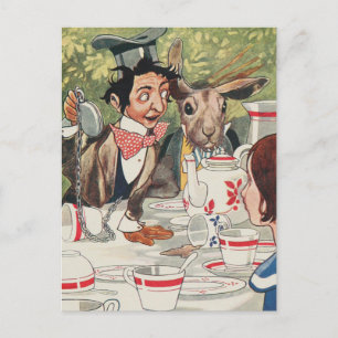 Alicia vintage en la postal de la tierra de las ma