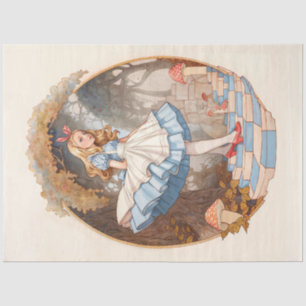 Alicia vintage en papel de tejidos de maravillas