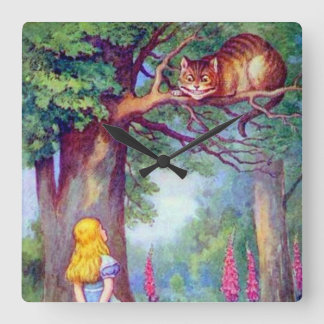 Alicia y el gato de Cheshire en reloj de pared del