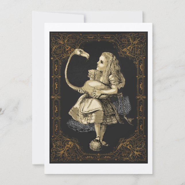 Alicia y Flamingo Alicia Invitación a la fiesta de (Anverso)