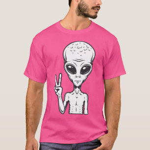 Alien con camiseta de señas de paz
