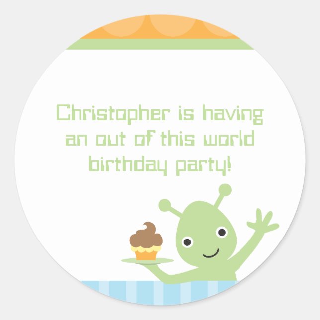 Alien con pegatinas de la fiesta de cumpleaños de  (Anverso)