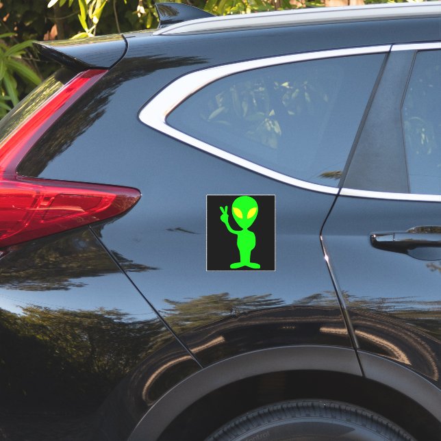 ALIEN FUNNY LITTLE VERDE HOMBRE PEGATINA DE DECLAR (Parte trasera del coche)