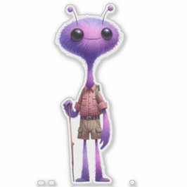 Alien Hiker Pegatina morado difuso