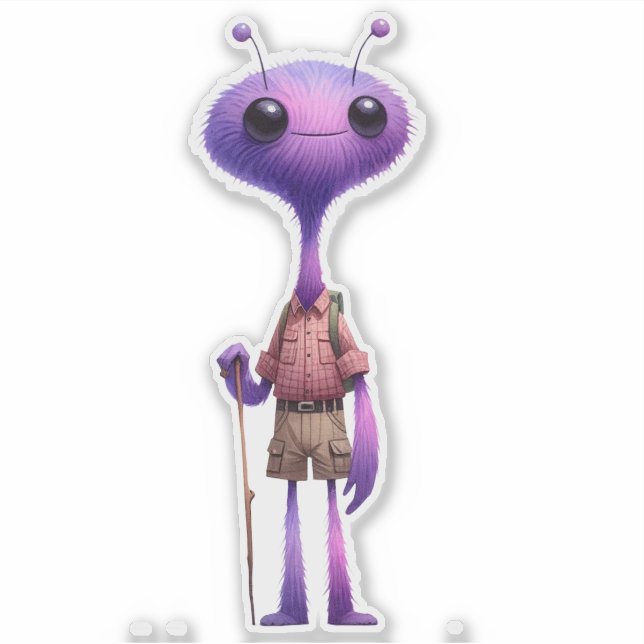 Alien Hiker Pegatina morado difuso (Anverso)