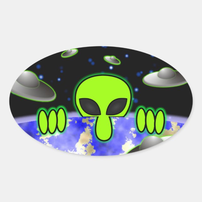 Alien Kilroy Oval Pegatina (Anverso)