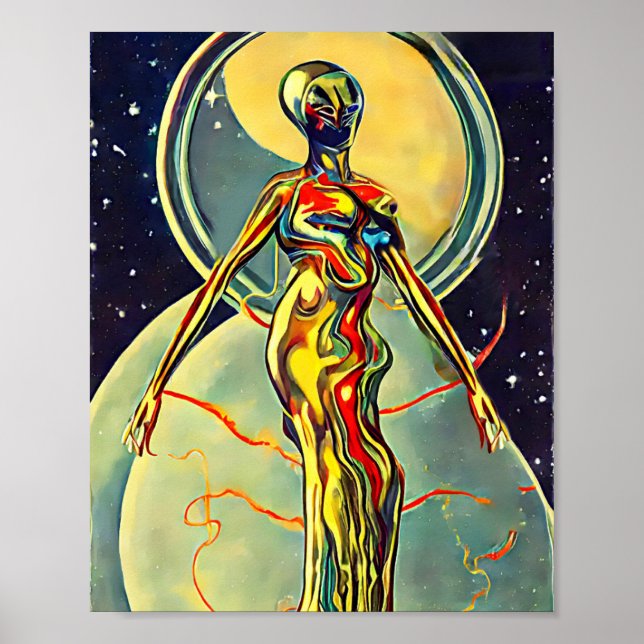 Alien Metalizado líquido Resumen arte original de  (Frente)