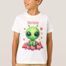alien sentado en los corazones Love UFO Belifi top