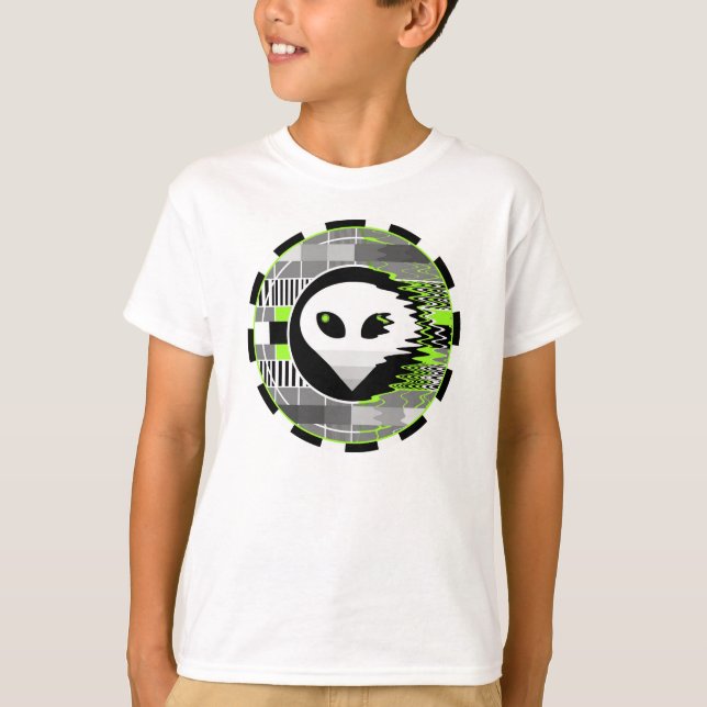Alien TV Redonda camiseta blanca básica para niños (Anverso)