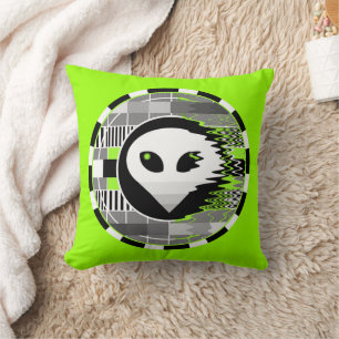 Alien TV Ronda 2 tamaño lanzar almohada verde cuad