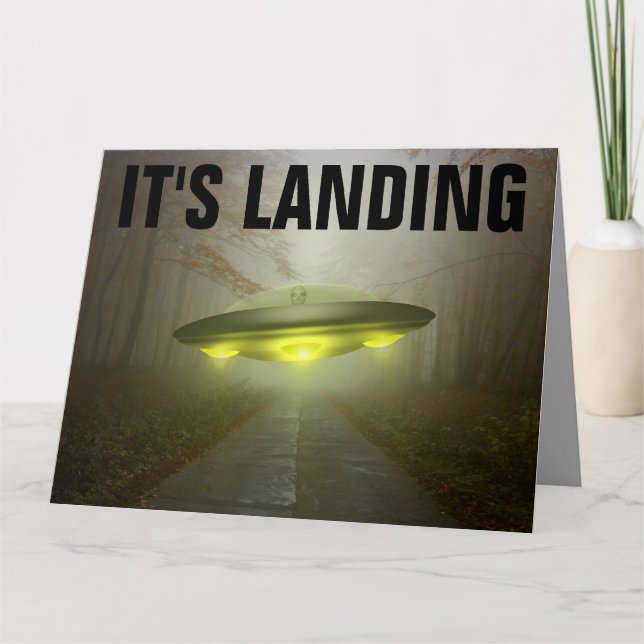 ALIEN UFO SPACESHIP FUNNY GRAN TARJETA DE CUMPLEAÑ (Anverso)
