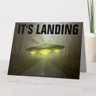 ALIEN UFO SPACESHIP FUNNY GRAN TARJETA DE CUMPLEAÑ
