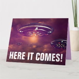 ALIEN UFO SPACESHIP FUNNY GRAN TARJETA DE CUMPLEAÑ