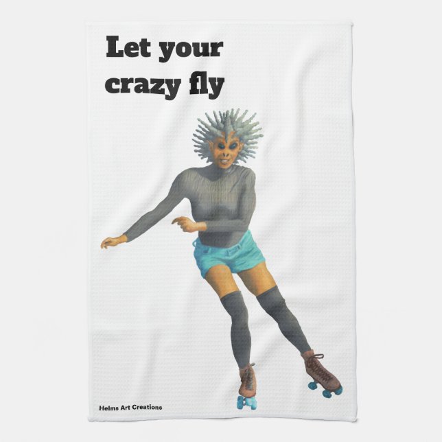 Alien Woman Roller Skater Fantasy Kitchen Toalla (Vertical)