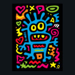 Alienígena Funky Azul - Monstruo Quirky de arte po<br><div class="desc">Este extraño azul funky salta con colores de neón y energía peculiar. Con ojos amplios y una sonrisa lúdica,  es un diseño de arte pop hecho para electrificar la decoración de las paredes y llevar vibraciones divertidas a cualquier espacio.</div>