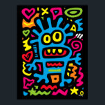 Alienígena Funky Azul - Monstruo Quirky de arte po<br><div class="desc">Este extraño azul funky salta con colores de neón y energía peculiar. Con ojos amplios y una sonrisa lúdica,  es un diseño de arte pop hecho para electrificar la decoración de las paredes y llevar vibraciones divertidas a cualquier espacio.</div>