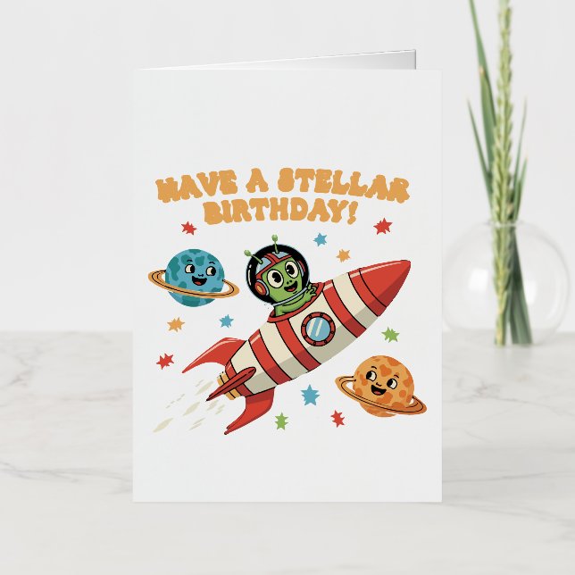 Alienígena Retro Adorable en Nave Espacial | Bicho (Anverso)