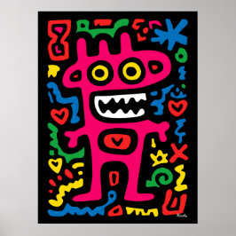Alienígena Rosa Funky – Arte Pop Neon Criatura Ext