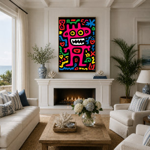 Alienígena Rosa Funky – Arte Pop Neon Criatura Ext