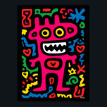Alienígena Rosa Funky - Monstruo de arte pop quirk<br><div class="desc">Brillante,  audaz y divertida - este alienígena rosado es un monstruo estrafalario lleno de energía neón. Rodeado de doodles juguetones y formas brillantes,  es un lugar de obligada visita para los amantes del arte pop y para todo aquel que ame una decoración casera divertida y colorida.</div>