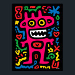 Alienígena Rosa Funky - Monstruo de arte pop quirk<br><div class="desc">Brillante,  audaz y divertida - este alienígena rosado es un monstruo estrafalario lleno de energía neón. Rodeado de doodles juguetones y formas brillantes,  es un lugar de obligada visita para los amantes del arte pop y para todo aquel que ame una decoración casera divertida y colorida.</div>