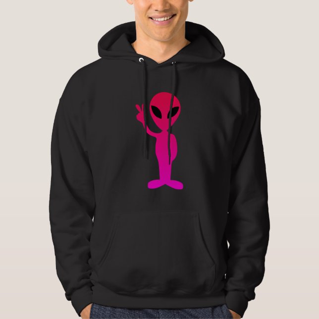 Alienígena rosado caliente sobre sudadera capucha  (Anverso)