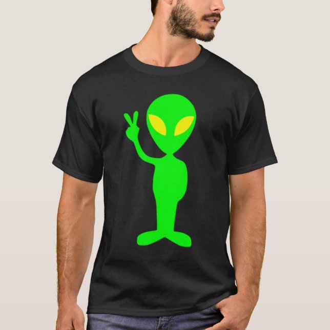 Alienígena verde Lime dando camiseta de signo de p (Anverso)