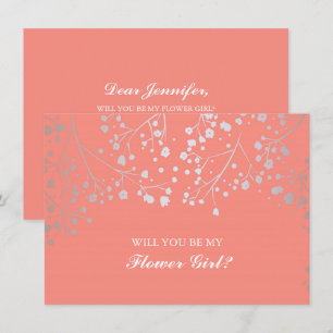Aliento de bebé de coral Invitación para niña de l