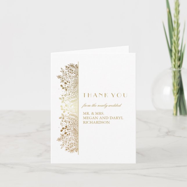 Aliento de Bebé Dorado Floral Boda Agradecimiento (Anverso)
