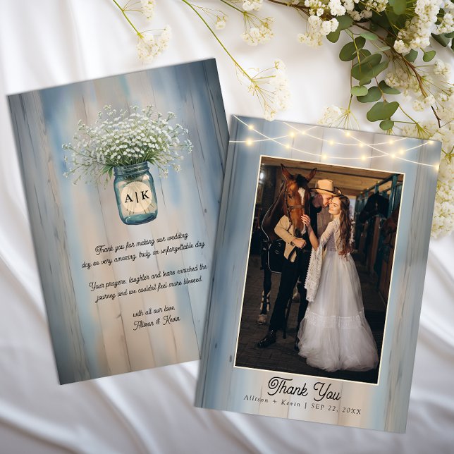 Aliento de Bebé Rústico Agradecimiento de Boda Cam (Country Wedding Thank You Card)