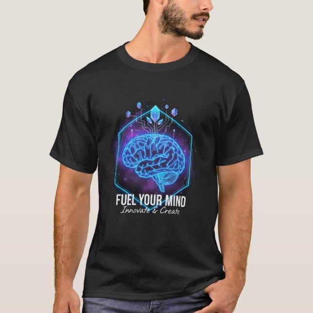 "ALIMENTA TU MENTE" Camiseta Cerebro Tech: (Anverso)
