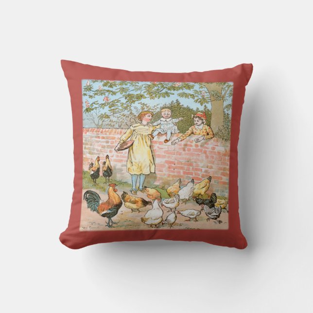 Alimentando al Cojín decorativo Hens ~ (Anverso)