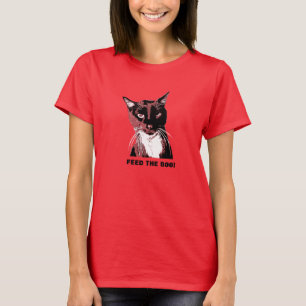 ALIMENTE la camiseta del gato del ABUCHEO