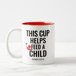 Alimente una taza de la escritura del niño