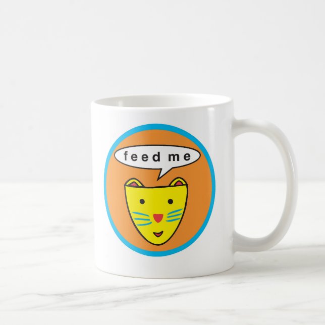 "Aliménteme" la taza del logotipo del gato (Derecha)