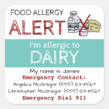 Alimentos lácteos Alergia Pegatina Ligero Verde az