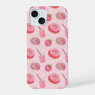 Alimentos lindos y kawaii de estética rosa patrón