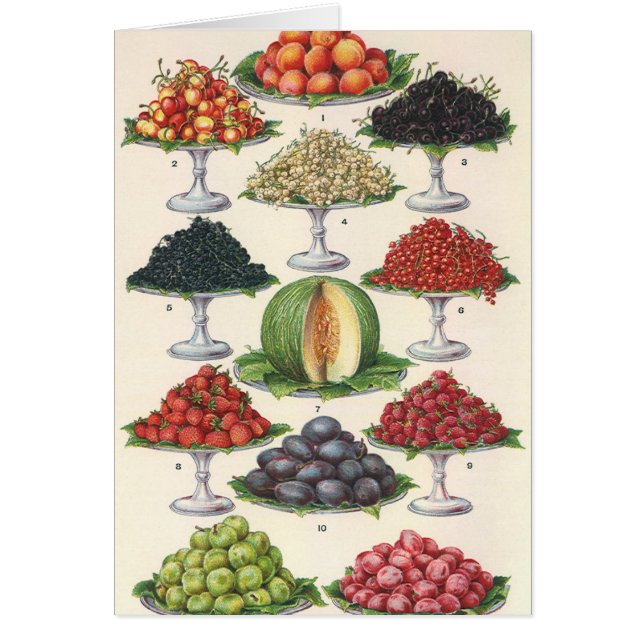 Alimentos Vintage Frutas Variadas en Bandejas para (Frente)